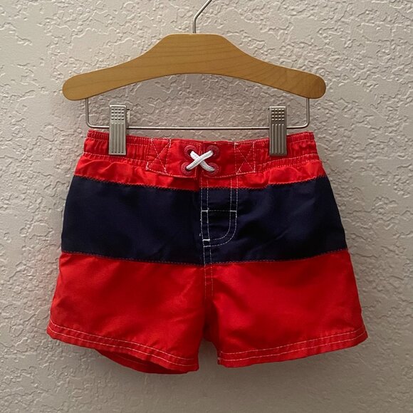 OshKosh Red & Navy Blue Swim Trunks Size 12 months - Picture 1 of 3